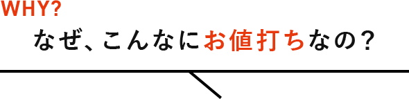 WHY？なぜ、こんなにお値打ちなの？